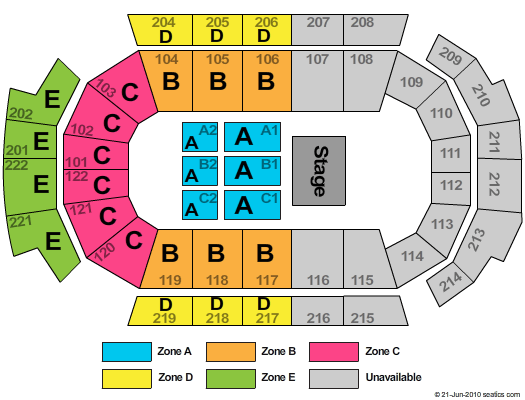 Family Arena End Stage Zone Seating Chart